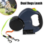 Retractable Dual Dog Leash with LED Lights | 360° Swivel for Small Dogs