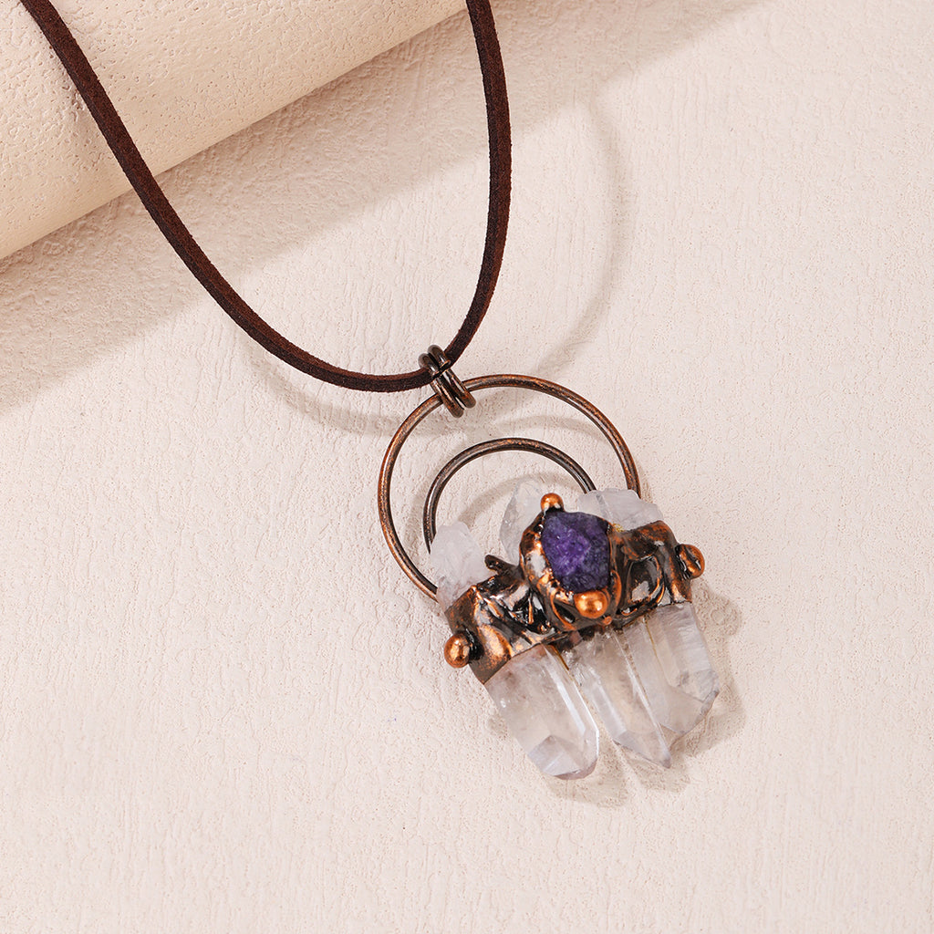 Retro-style Sparkling Stone Crystal Irregular Necklace