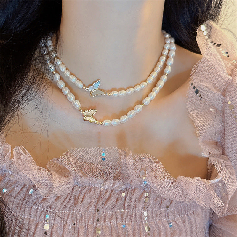Light Luxury Shell And Butterfly Necklace Sophisticated & Elegant