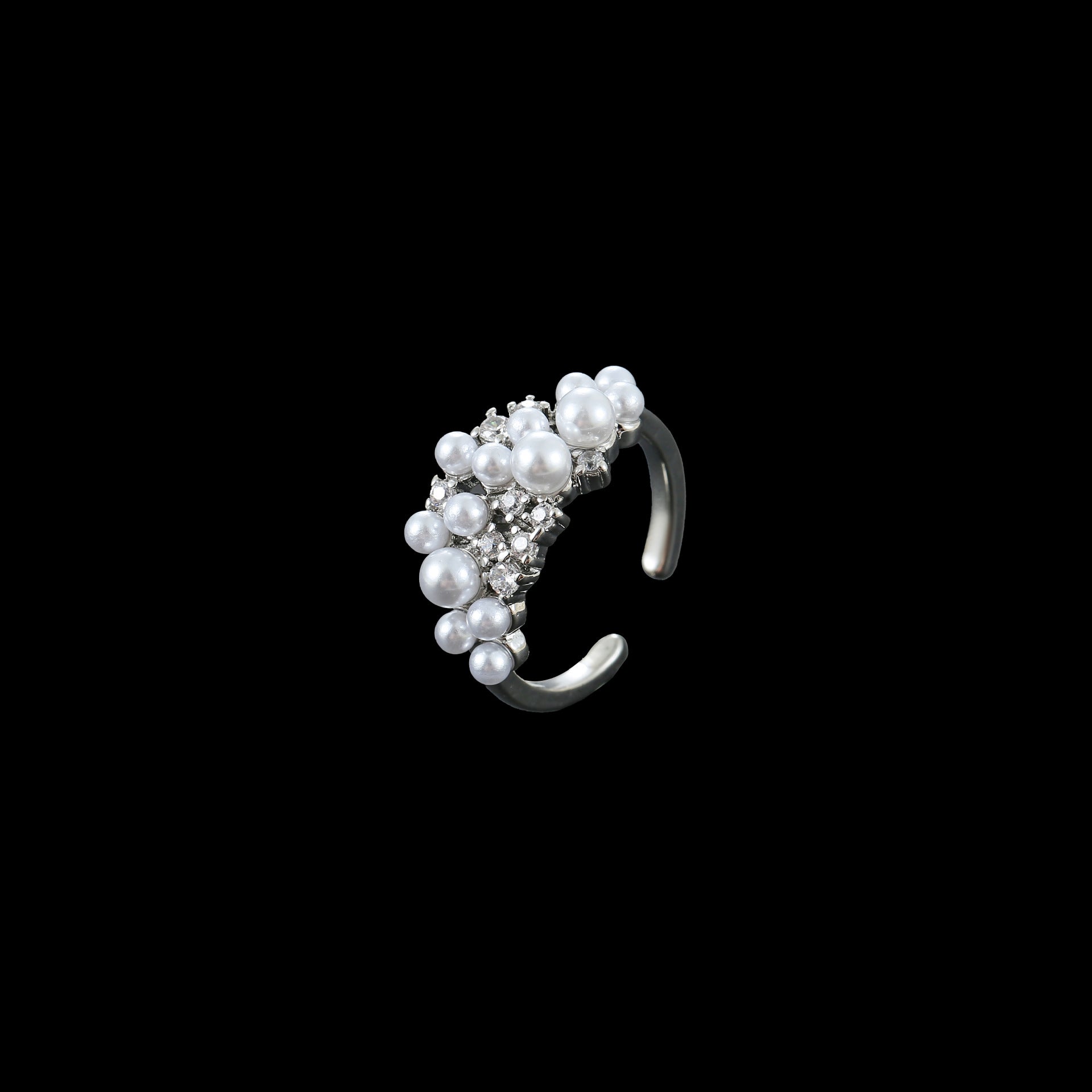 French-style Elegant Pearl And Zircon Open Ring