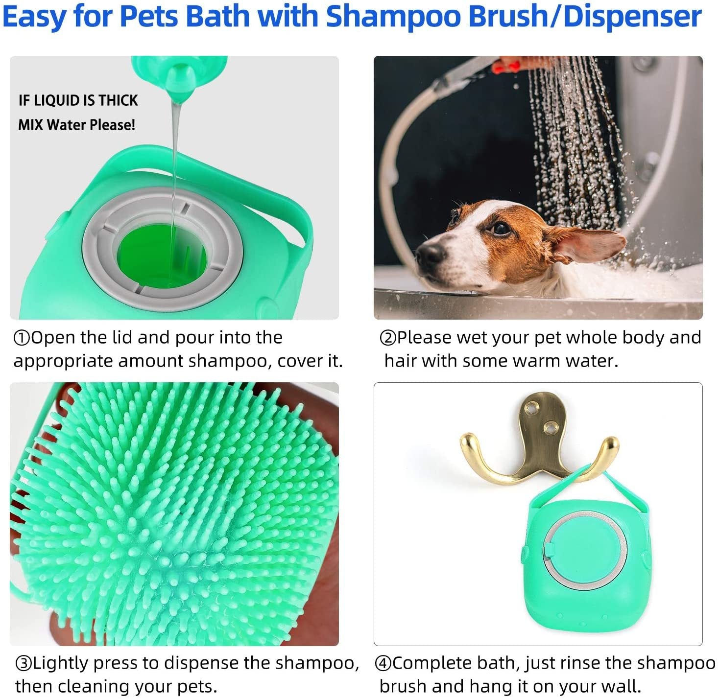 Silicone Pet Shampoo Brush - 2-in-1 Massage Grooming Tool for Dogs & Cats
