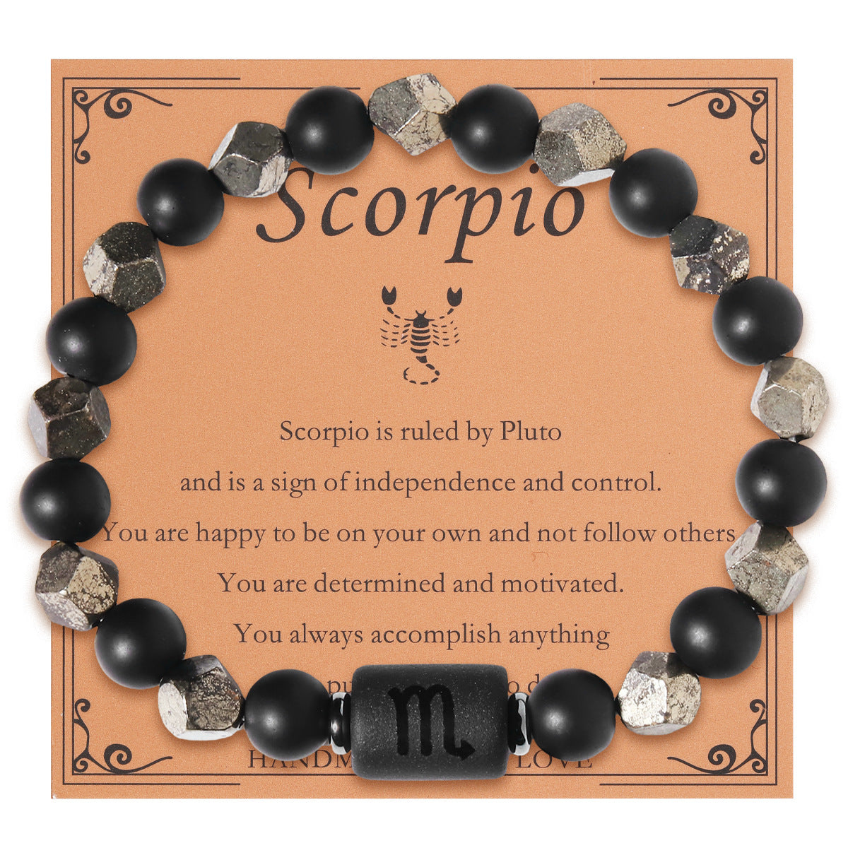 European And American Twelve Zodiac Sign Bracelet Brass Ore Beaded Bracelet