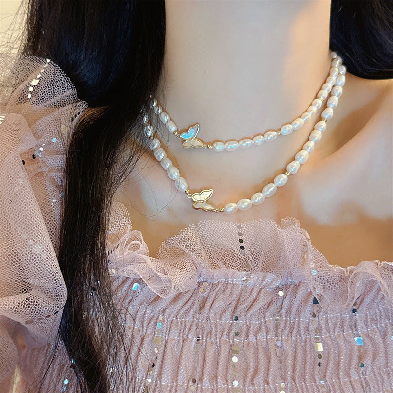 Light Luxury Shell And Butterfly Necklace Sophisticated & Elegant