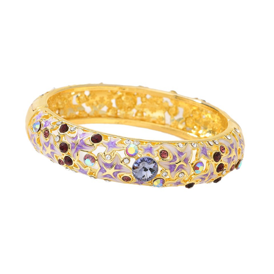 Ocean Style Starfish Enamel Diamond-Encrusted Bracelet