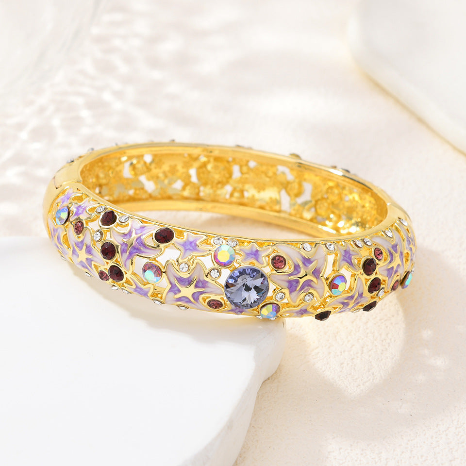 Ocean Style Starfish Enamel Diamond-Encrusted Bracelet