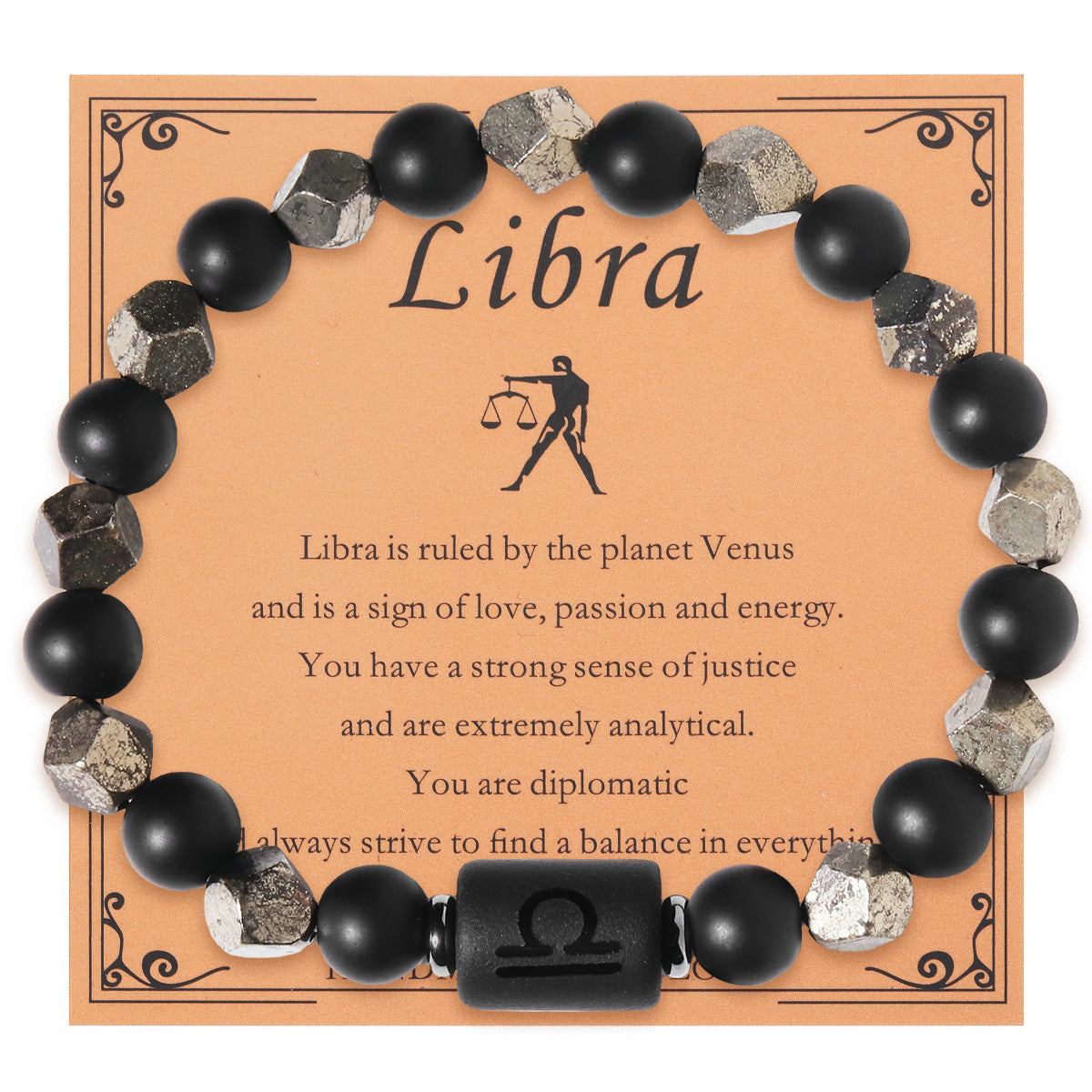 European And American Twelve Zodiac Sign Bracelet Brass Ore Beaded Bracelet