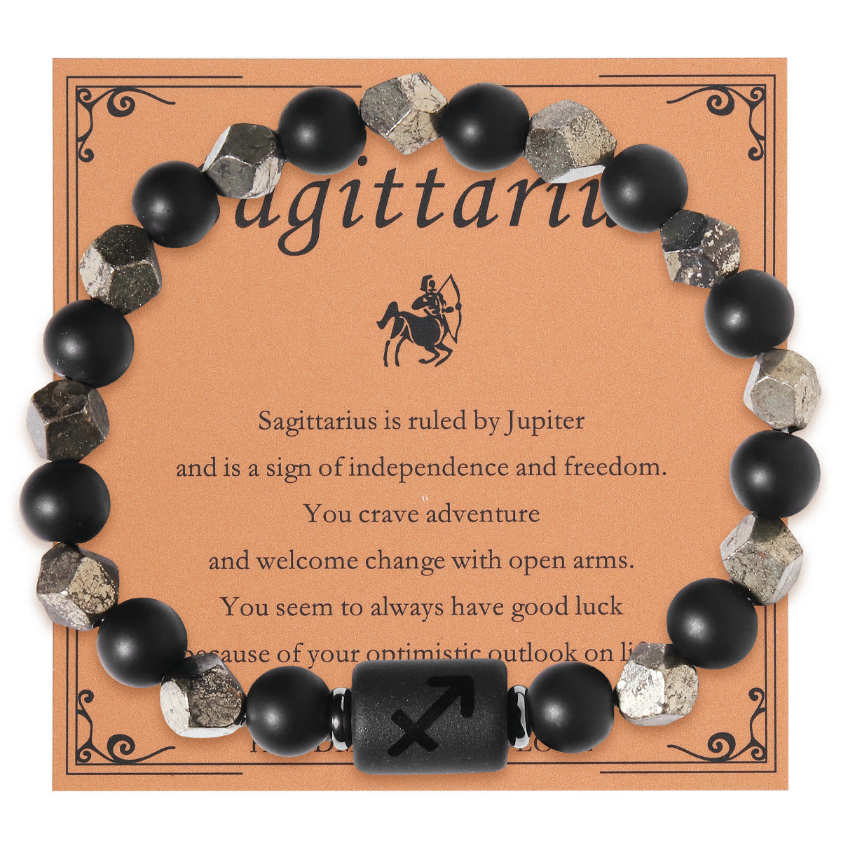 European And American Twelve Zodiac Sign Bracelet Brass Ore Beaded Bracelet