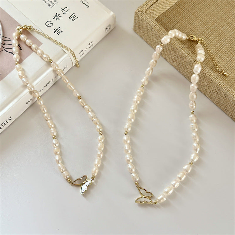 Light Luxury Shell And Butterfly Necklace Sophisticated & Elegant