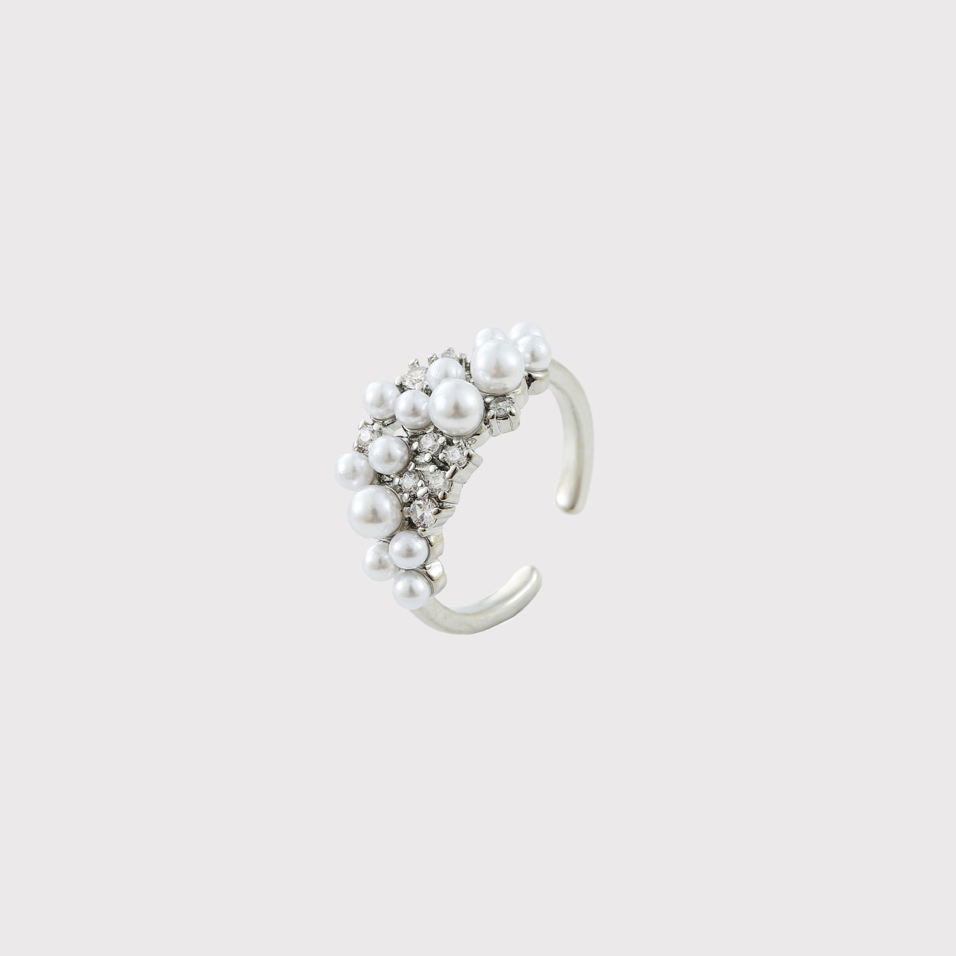 French-style Elegant Pearl And Zircon Open Ring