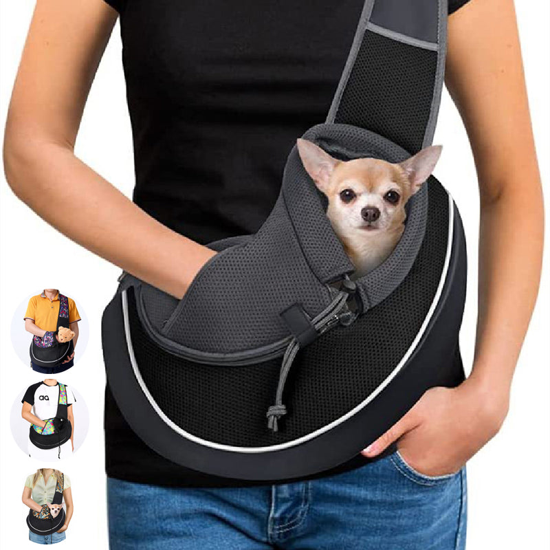 Small Dog Sling Carrier - Hands-Free Crossbody Pet Bag for Toy Breeds