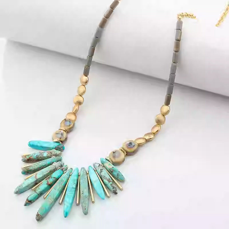 Bohemian-style Minimalist Geometric Natural Stone Necklace