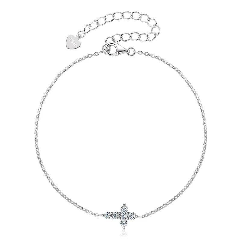 Versatile Diamond-encrusted Cross Bracelet Minimalist Style