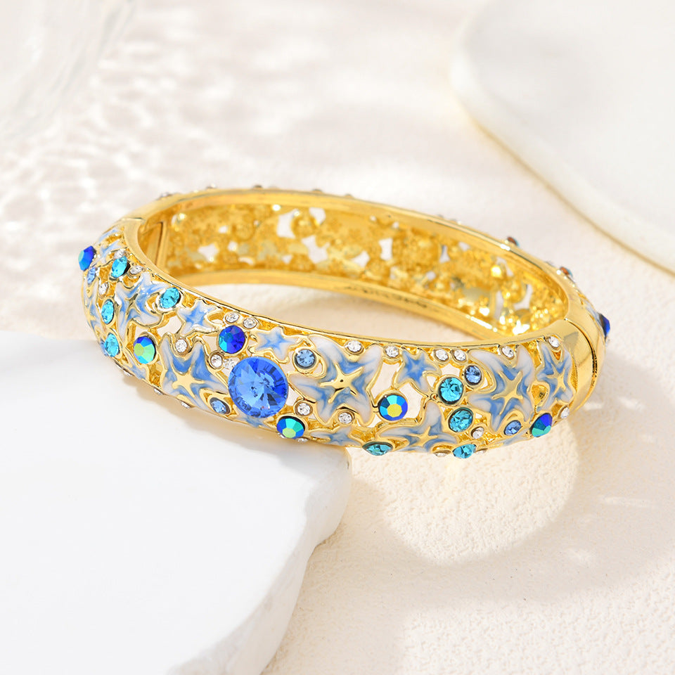 Ocean Style Starfish Enamel Diamond-Encrusted Bracelet