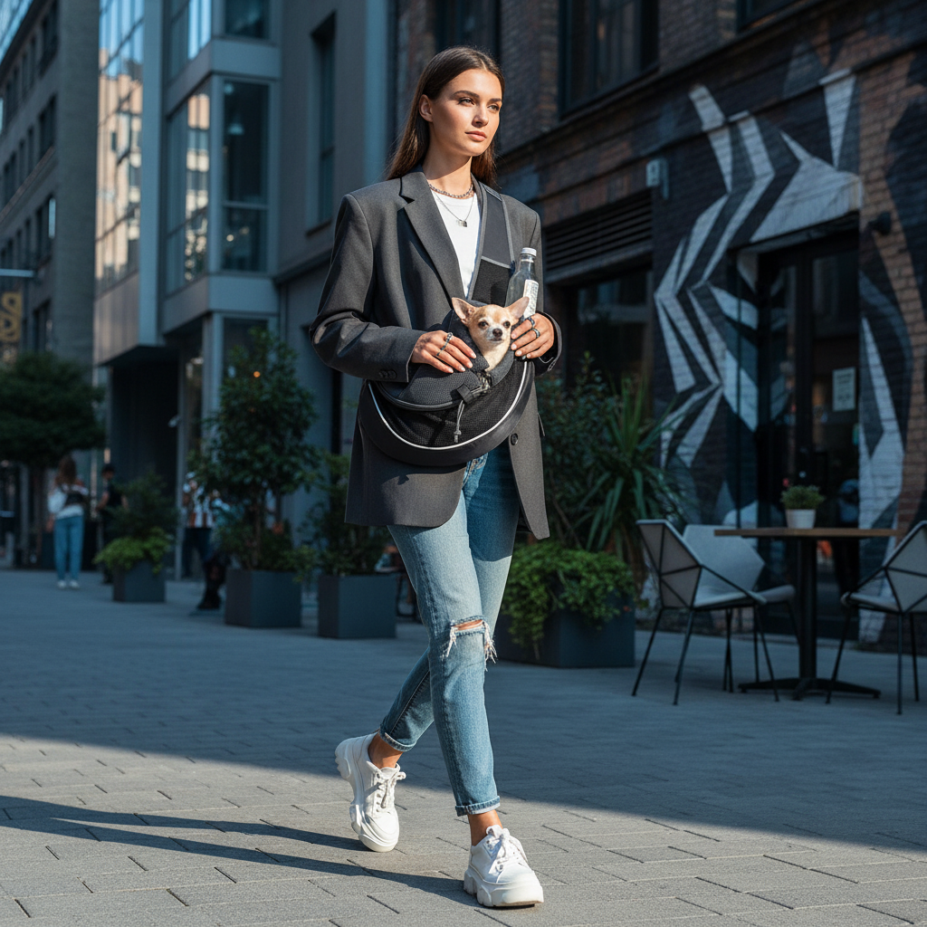 小型犬斜挎包场景化产品图