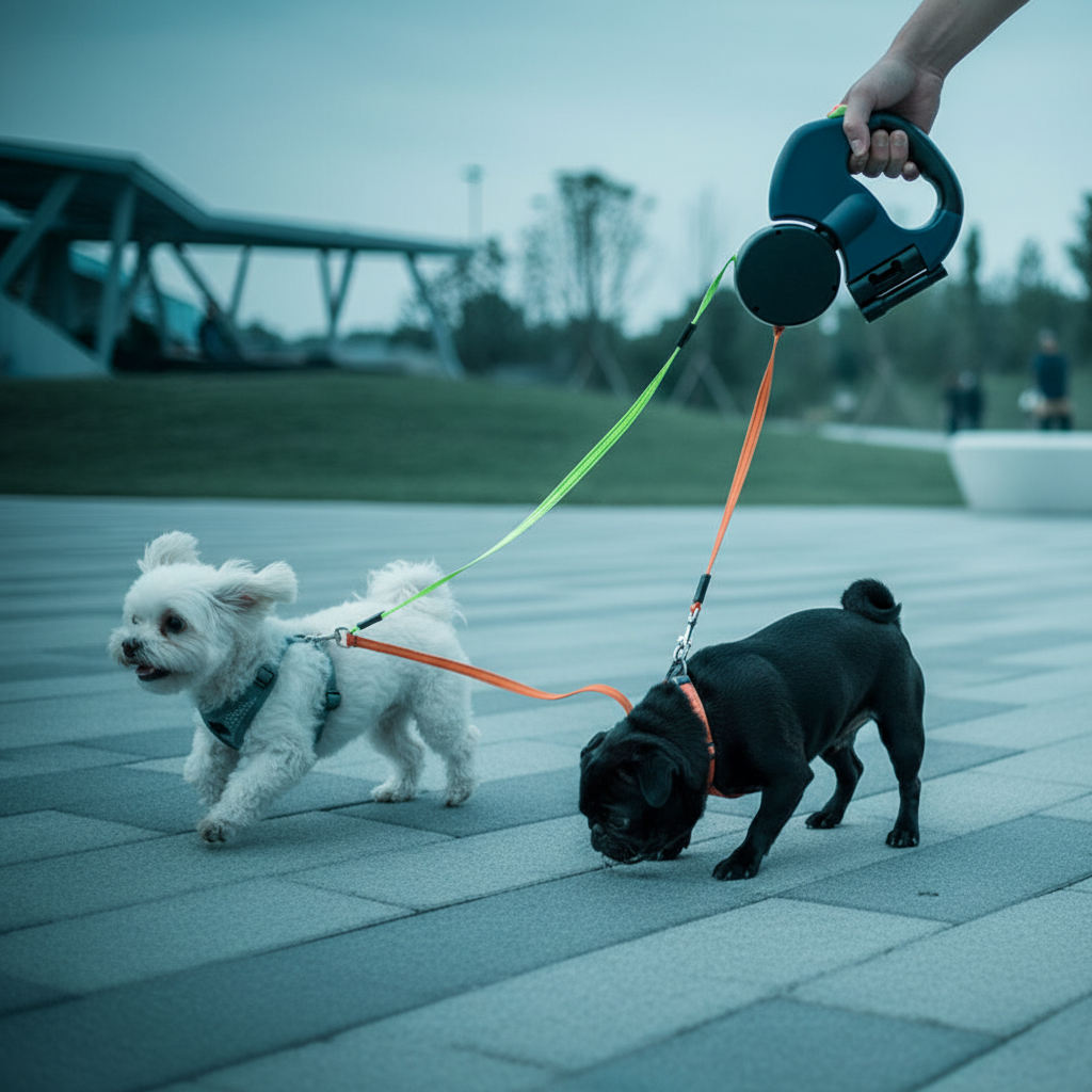 可伸缩双头狗绳与狗狗使用场景