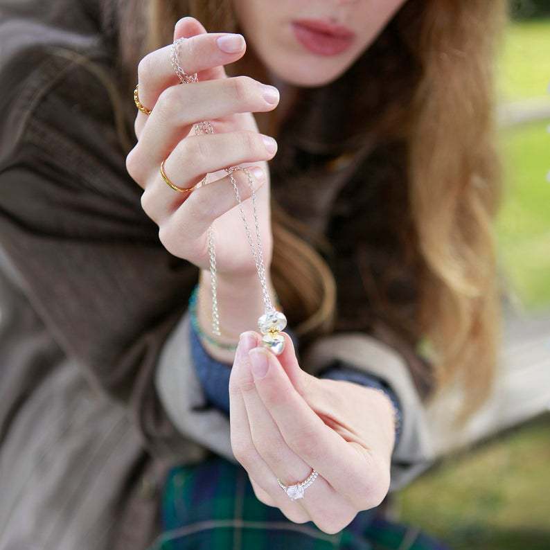 Fashionable Two-Tone Pinecone Pendant Necklace