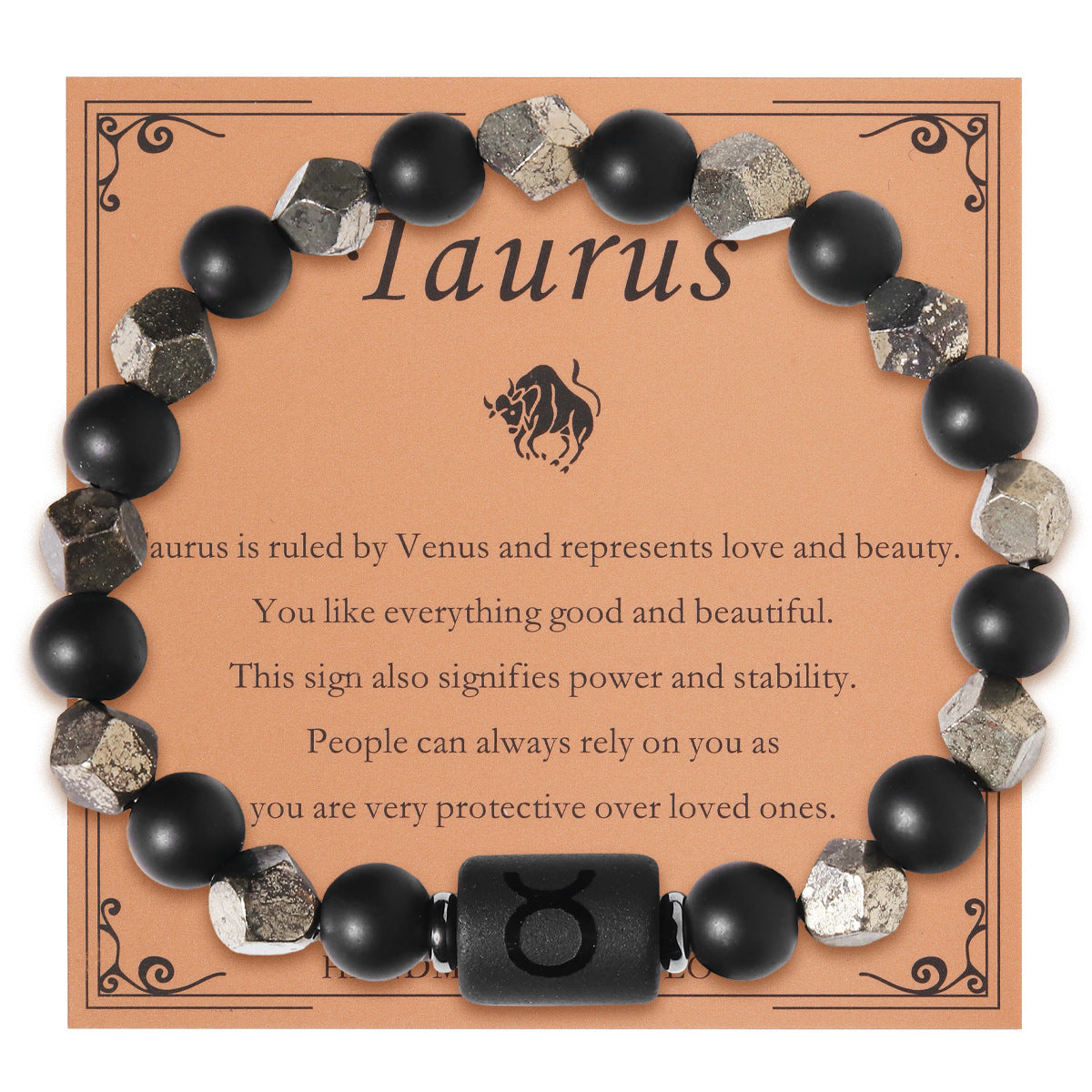 European And American Twelve Zodiac Sign Bracelet Brass Ore Beaded Bracelet