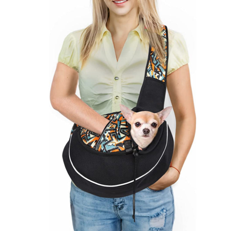 Small Dog Sling Carrier - Hands-Free Crossbody Pet Bag for Toy Breeds