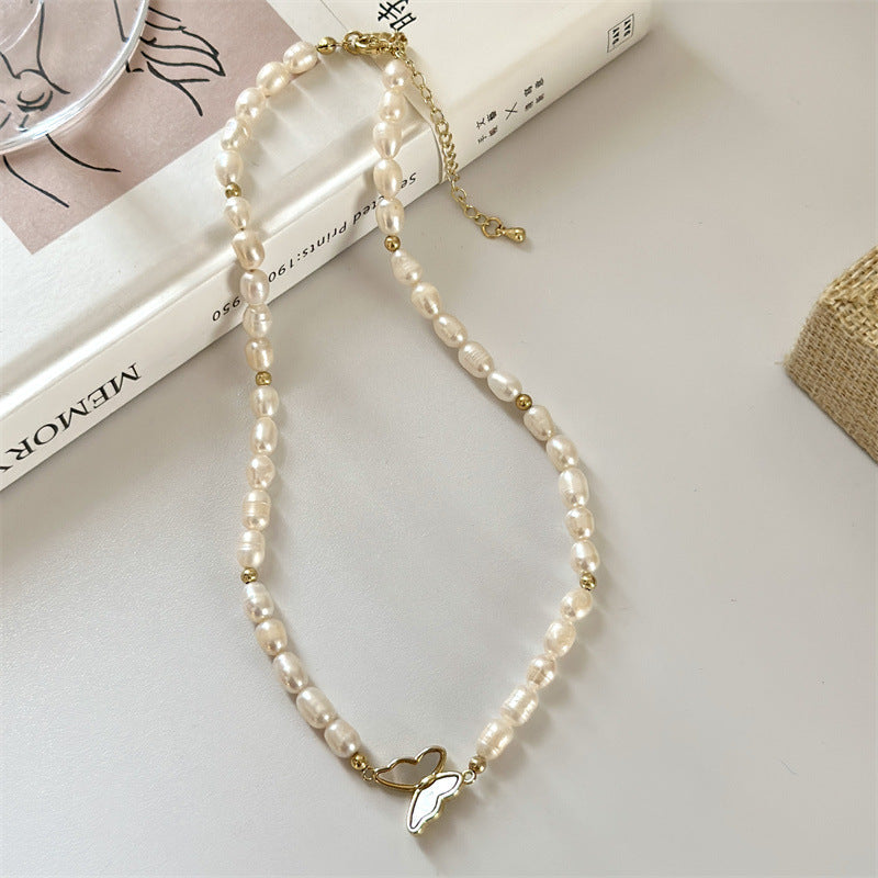 Light Luxury Shell And Butterfly Necklace Sophisticated & Elegant