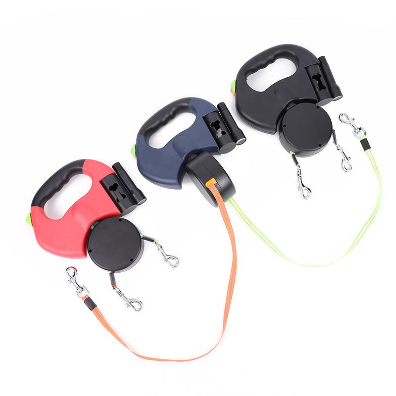 Retractable Dual Dog Leash with LED Lights | 360° Swivel for Small Dogs