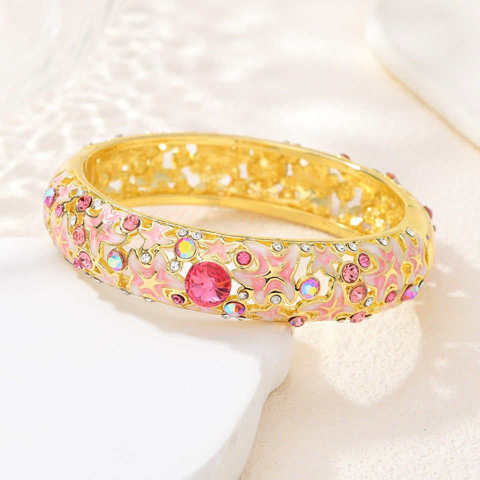 Ocean Style Starfish Enamel Diamond-Encrusted Bracelet