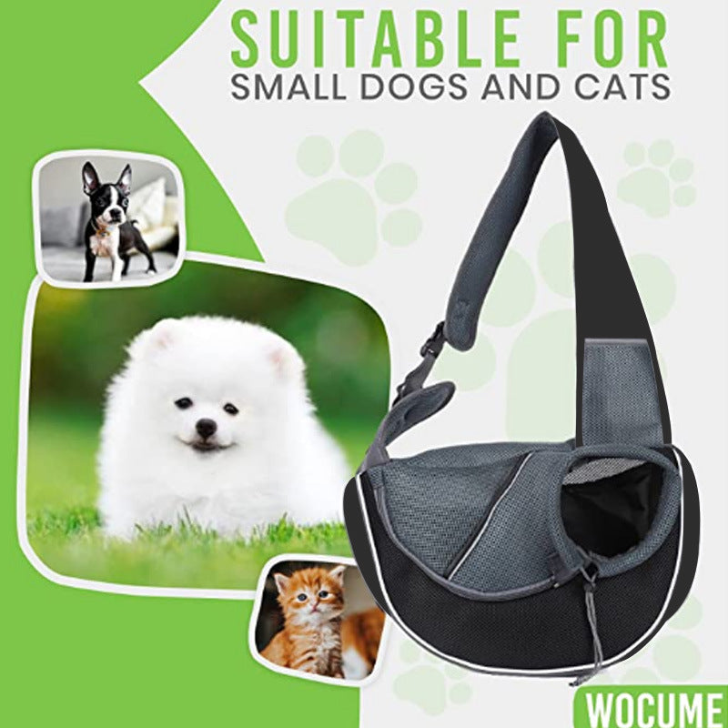 Small Dog Sling Carrier - Hands-Free Crossbody Pet Bag for Toy Breeds