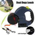 Retractable Dual Dog Leash with LED Lights | 360° Swivel for Small Dogs