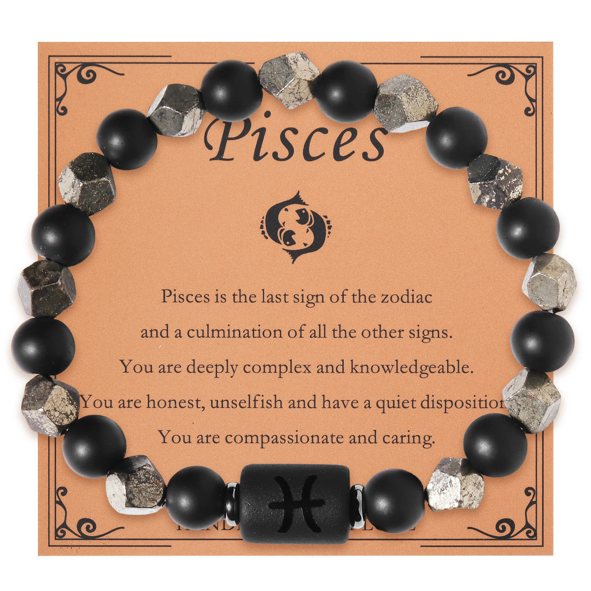European And American Twelve Zodiac Sign Bracelet Brass Ore Beaded Bracelet