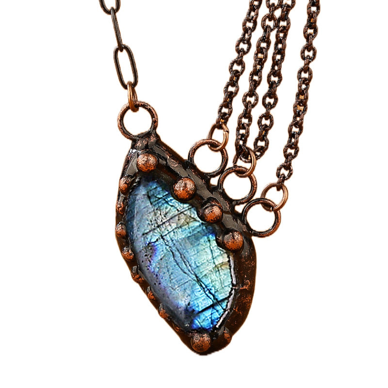 Antique Bronze-Plated Pendant Multi-Layer Necklace For Women