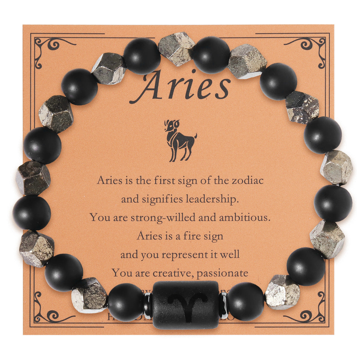 European And American Twelve Zodiac Sign Bracelet Brass Ore Beaded Bracelet