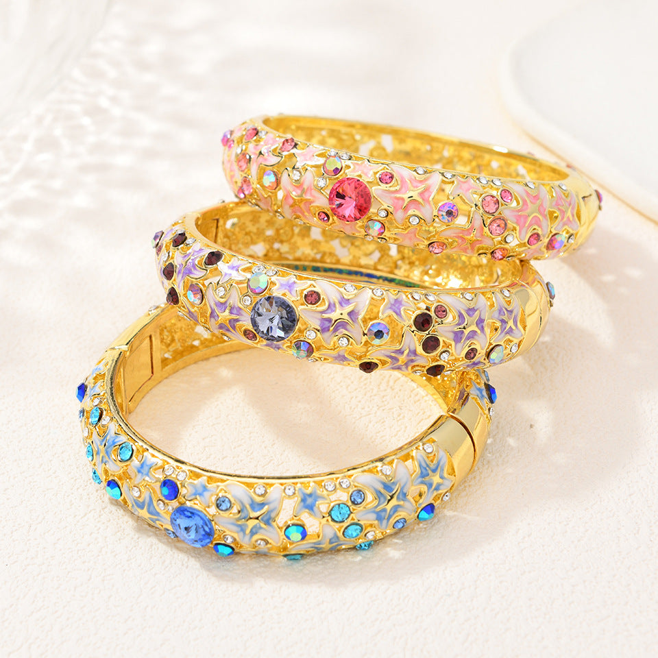 Ocean Style Starfish Enamel Diamond-Encrusted Bracelet