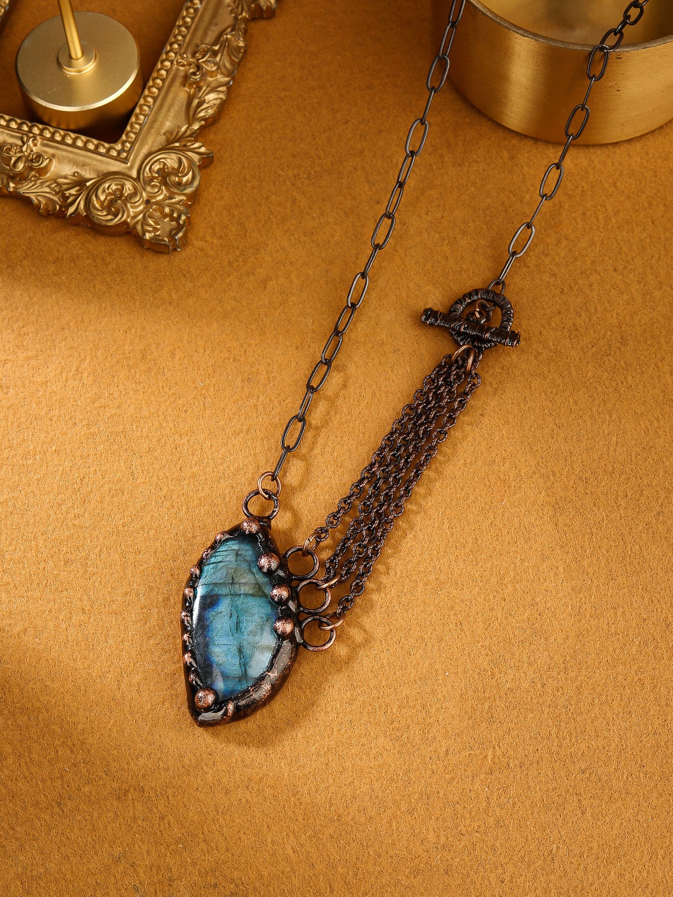 Antique Bronze-Plated Pendant Multi-Layer Necklace For Women