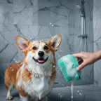 Silicone Pet Shampoo Massager Brush in Action